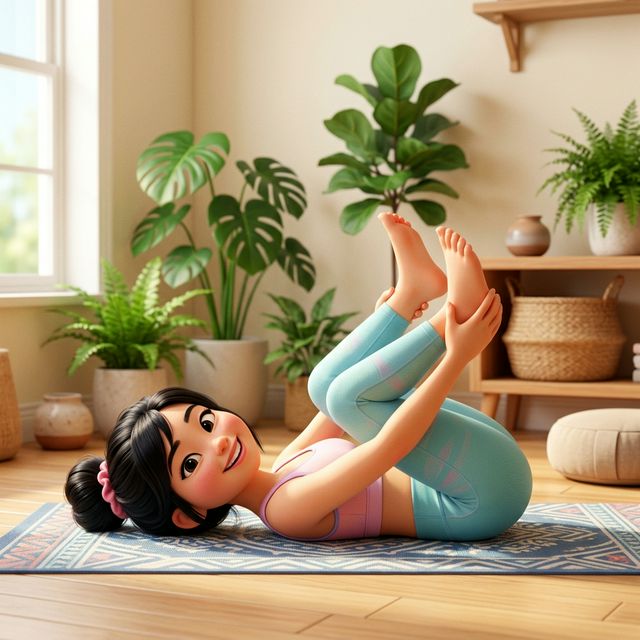 Tư thế Happy Baby em bé vui minh hoạ 3D Pixar