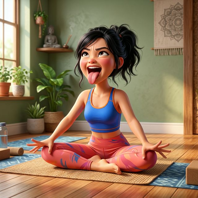 Tư thế Lion Breath hơi thở sư tử minh hoạ 3D Pixar