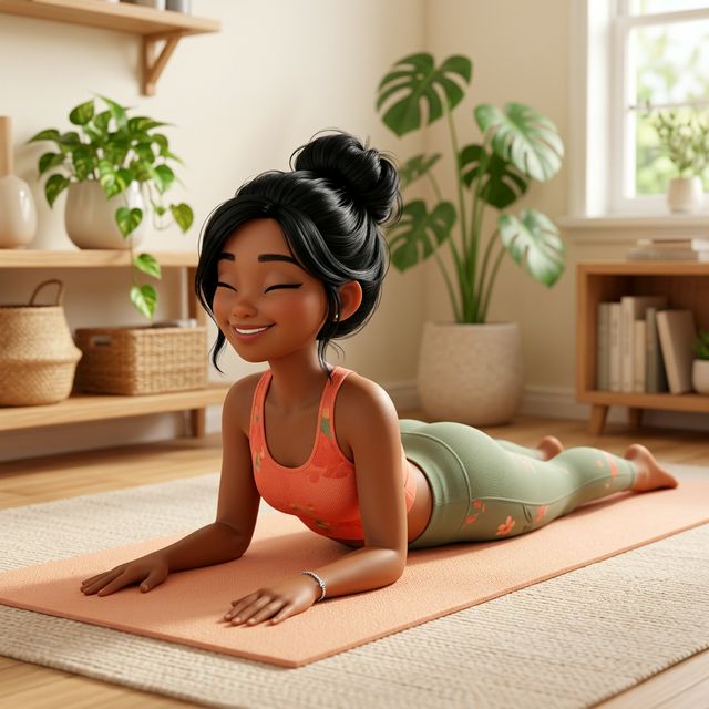 Tư thế Sphinx Nhân Sư minh hoạ 3D Pixar